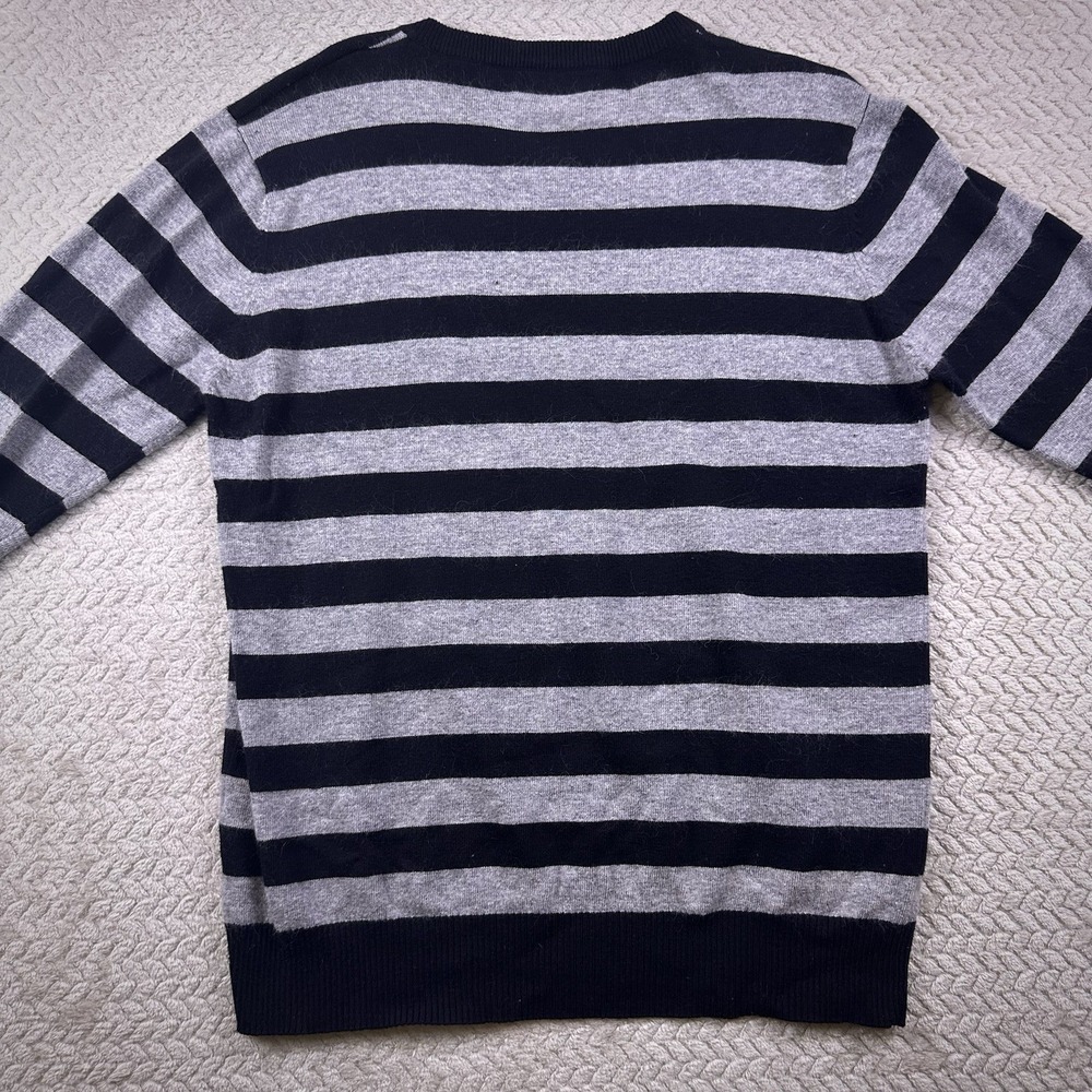 Emporio Armani Wool Angora Women's Sweater XL Black Gray Striped Cozy - Picture 4 of 9